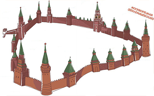 Схема расположения Беклемишевской башни в Кремле